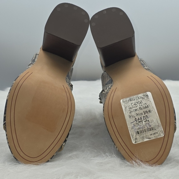 Treasure & Bond Faux Snakeskin Open-Toe Ankle Boots, Size 8.5 - Picture 5 of 10